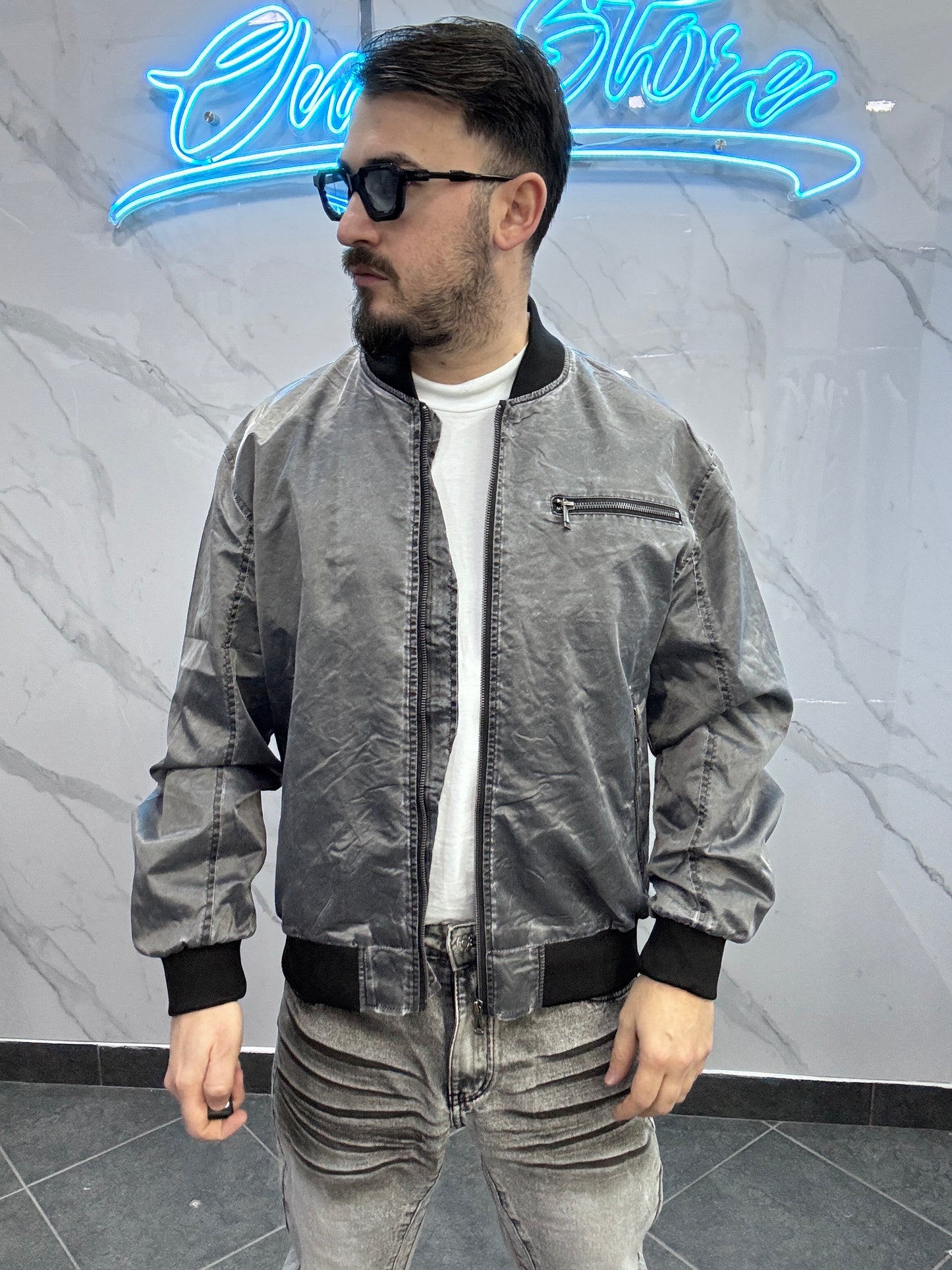 Giubbotto ZIP marmorizzato