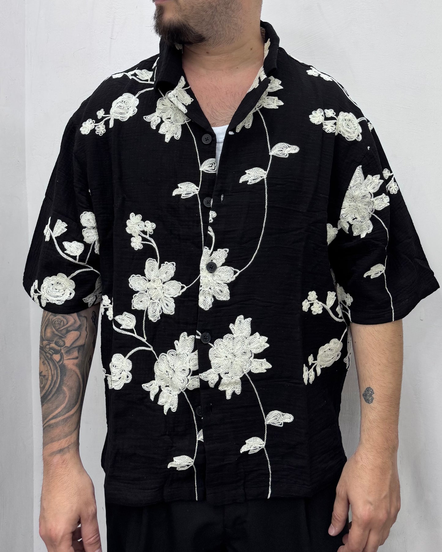 Camicia crop floreal