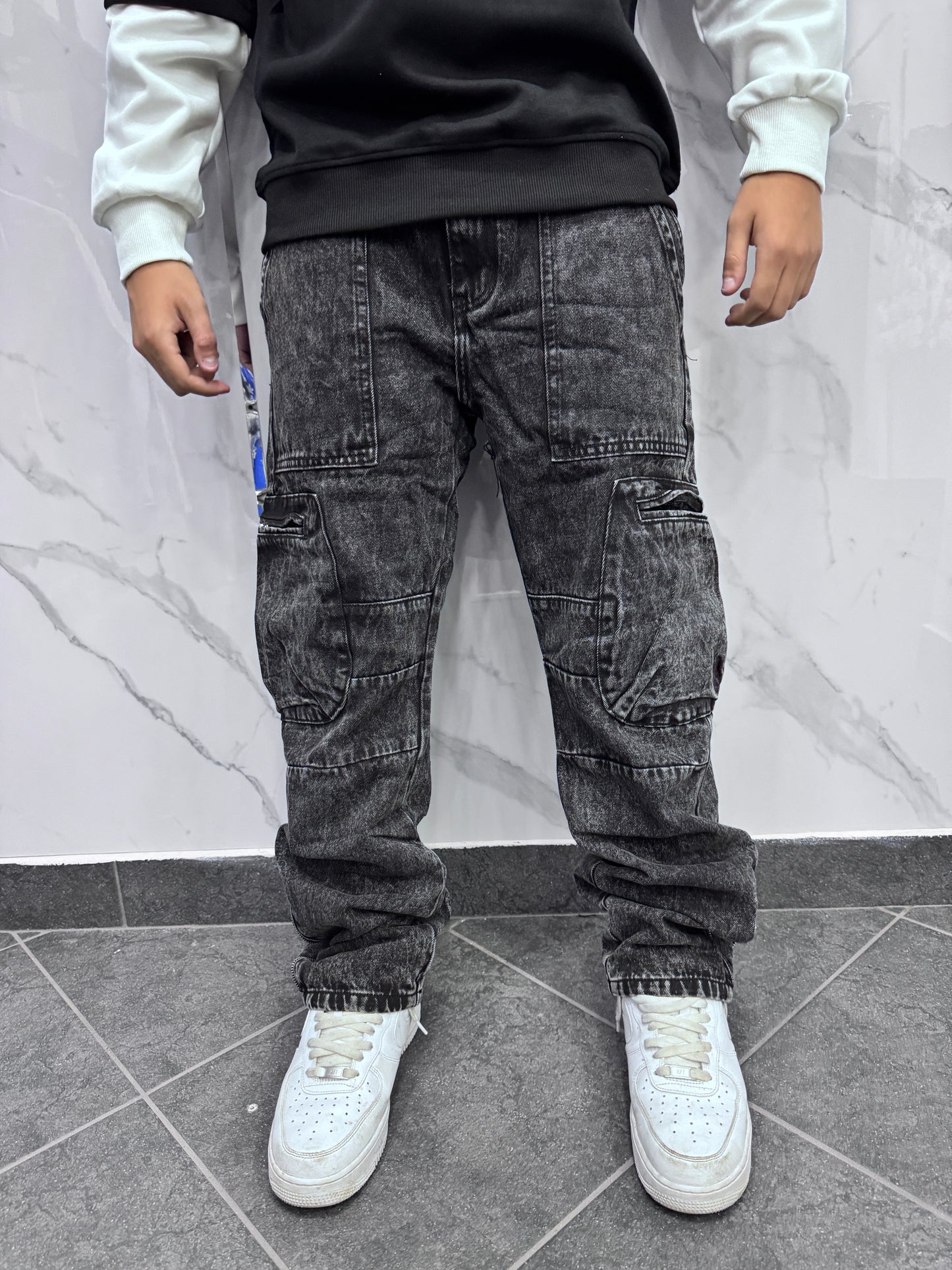 Jeans cargo zip