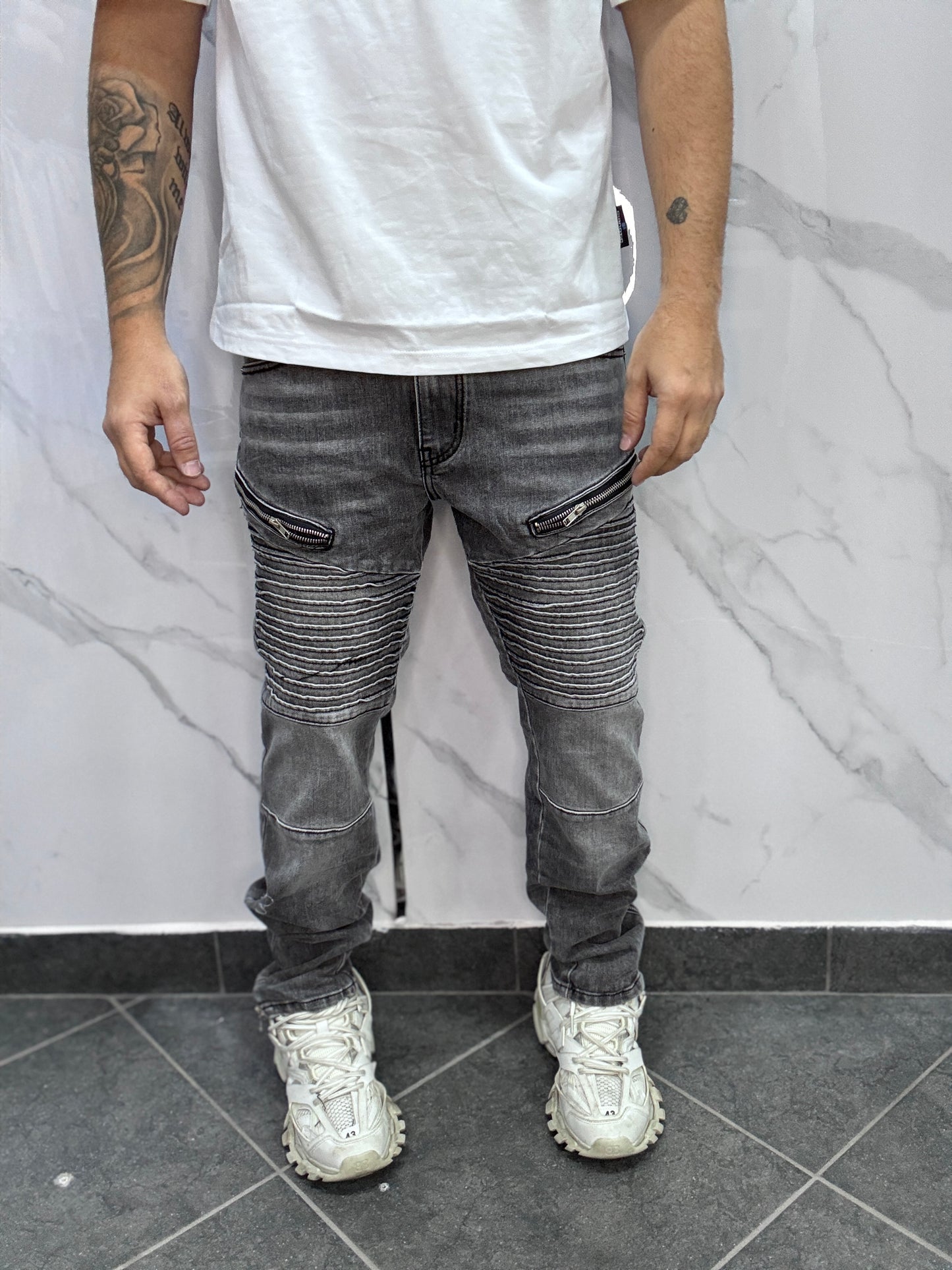 Byker doppia zip grigio
