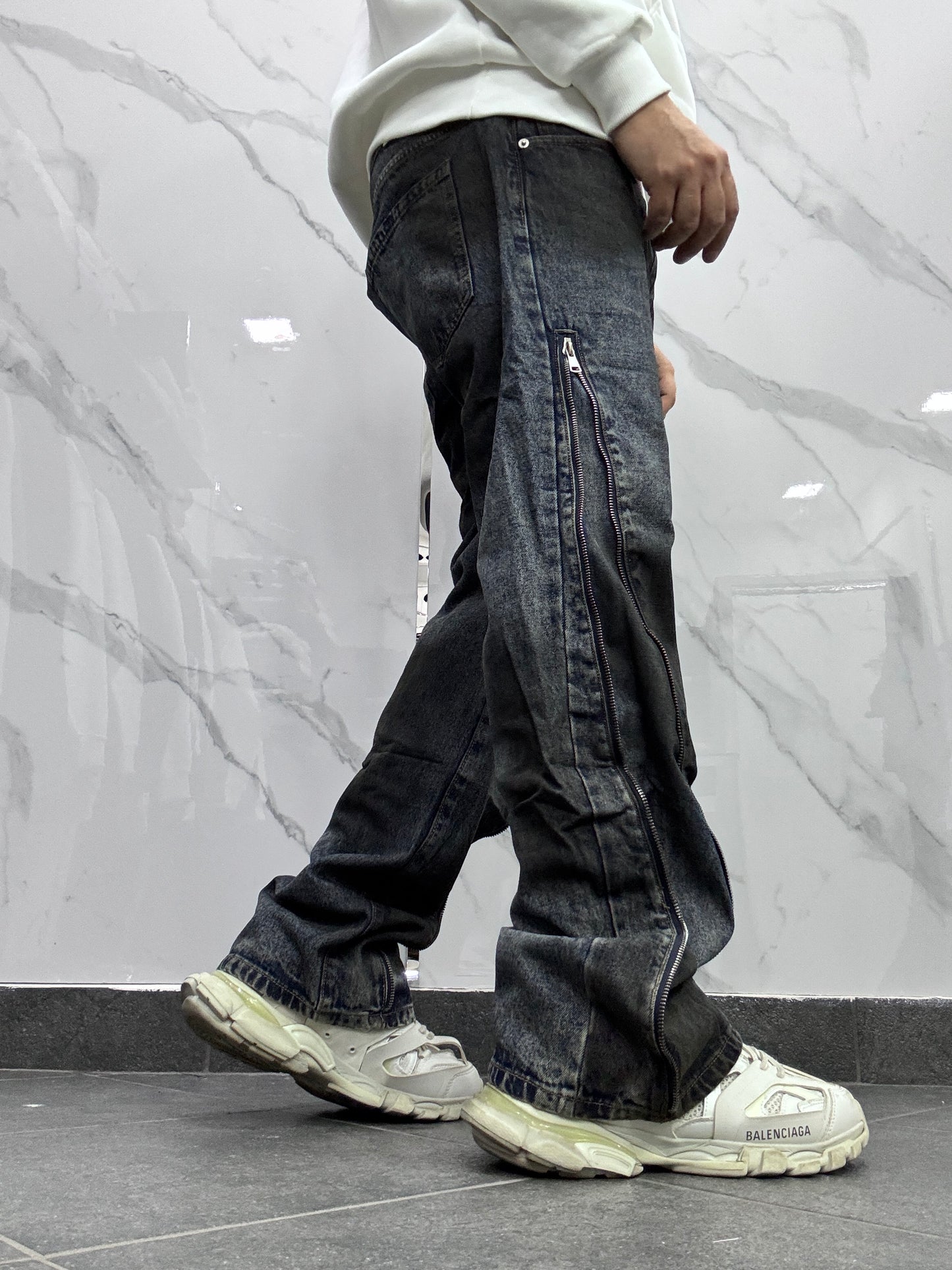 Jeans Flared slavato blu
