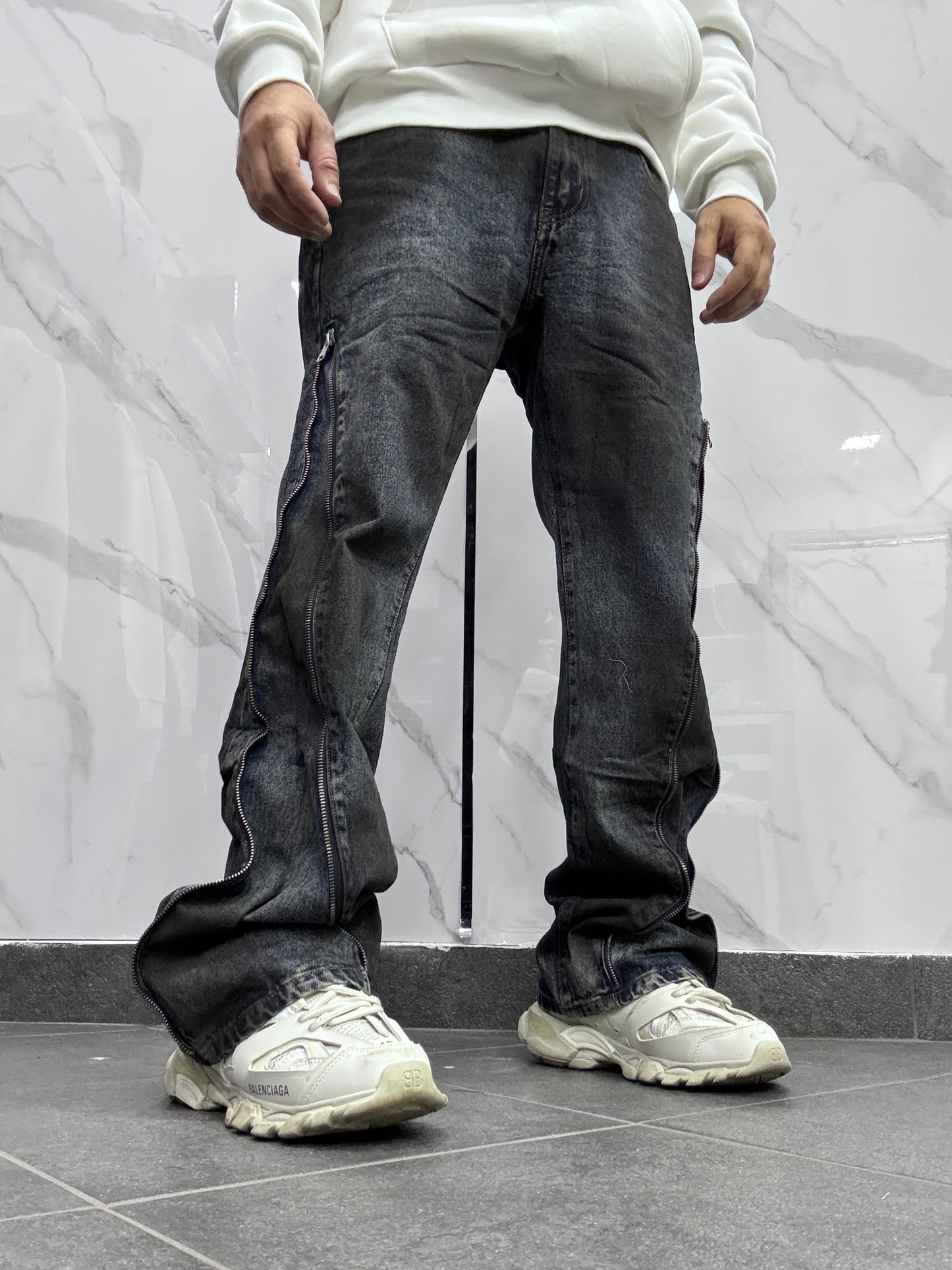 Jeans Flared slavato blu