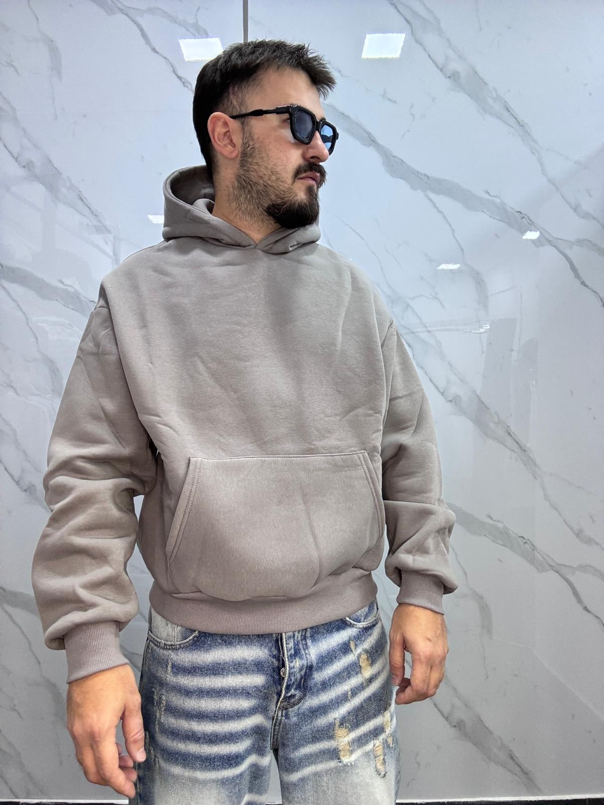 Felpa basic boxy fit cappuccio