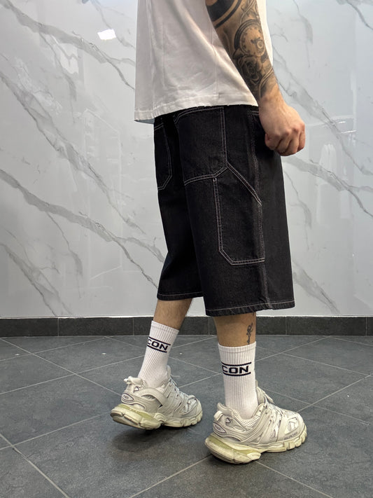 Jorts cuciture nero