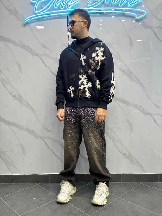 Felpa zip croci