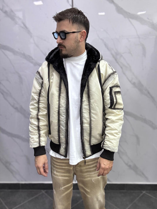 Bomber reversibile sfumato beige