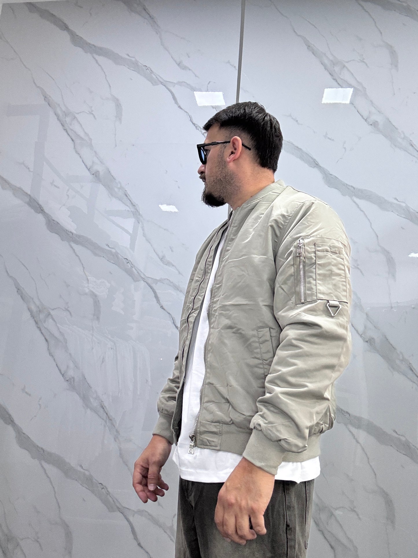 Bomber crop zip gray