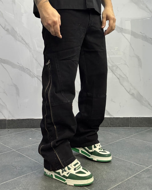 Jeans total zip brillant black