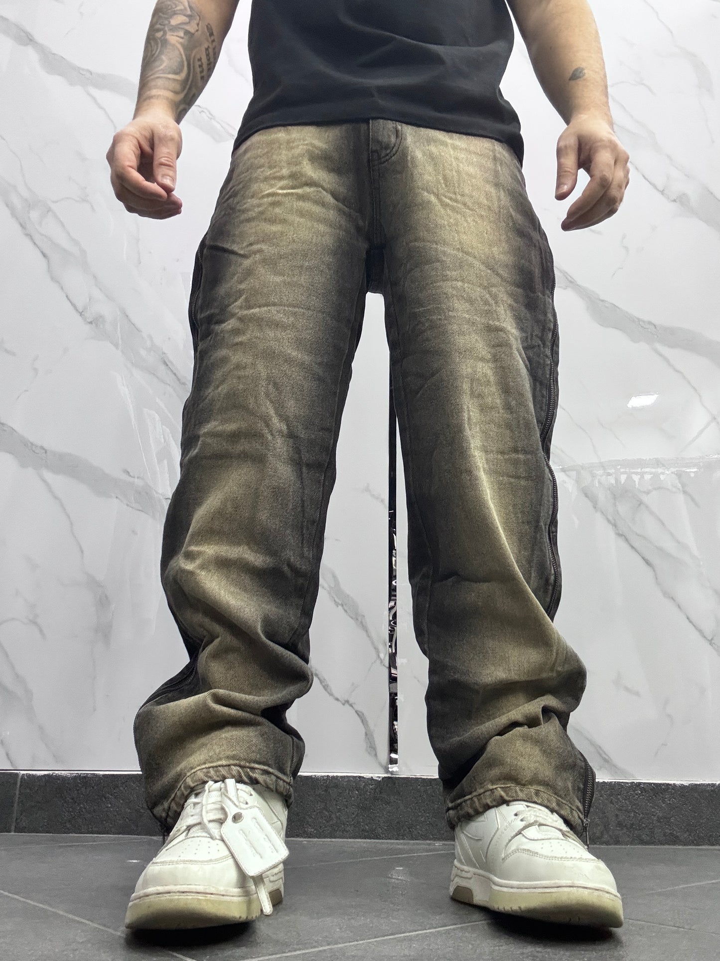 Flare degrede zip sabbia