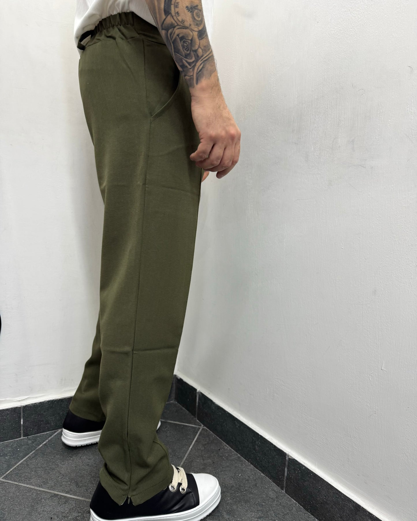 Pantalone easy zip verde