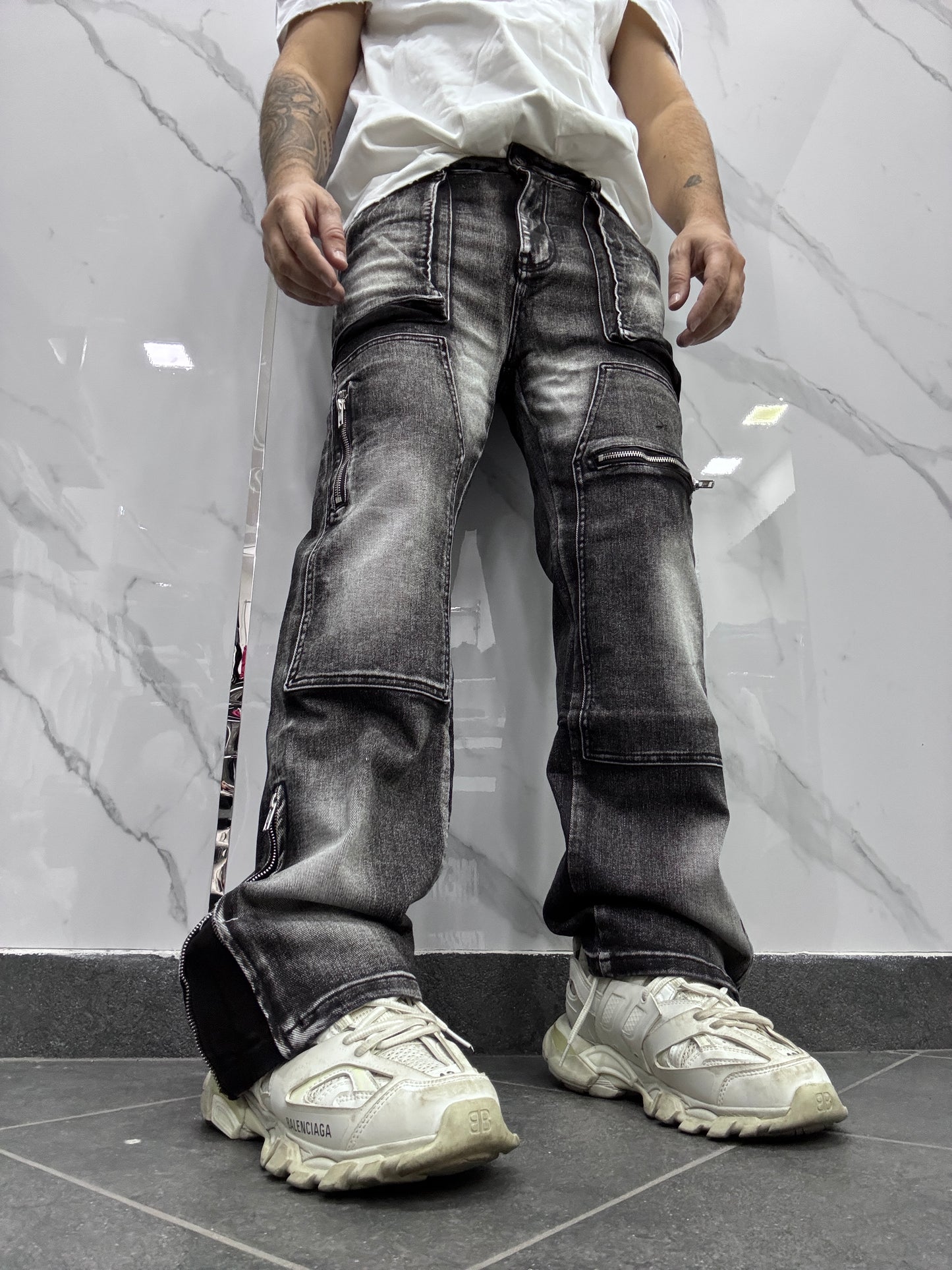 Jeans combat grigio