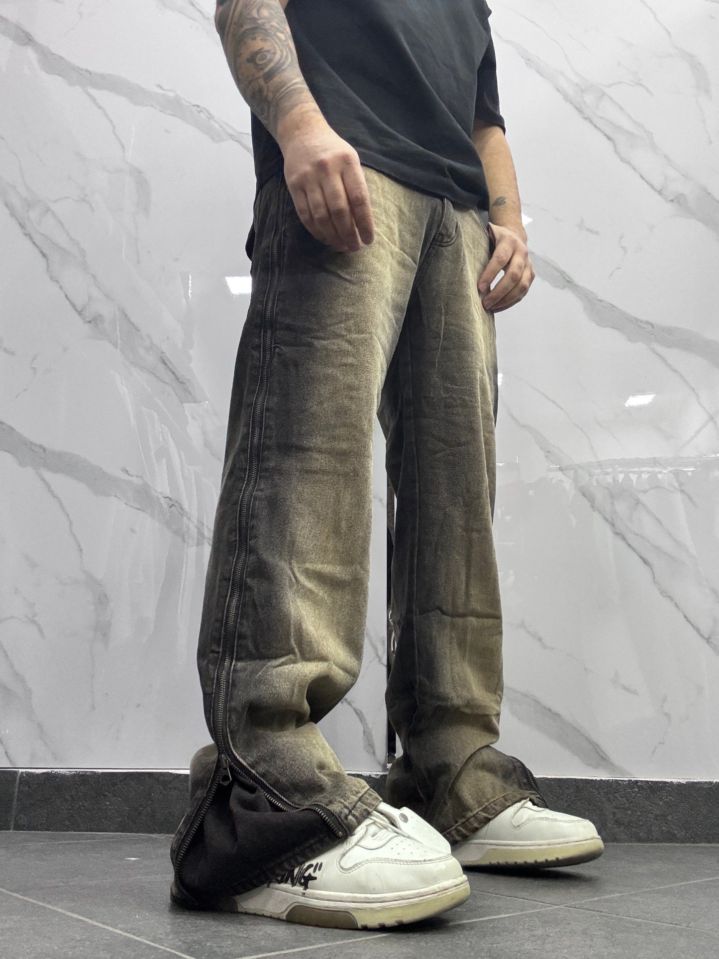 Flare degrede zip sabbia