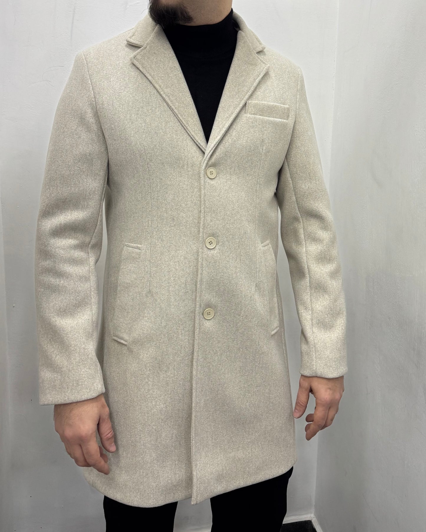 Cappotto monopetto avorio