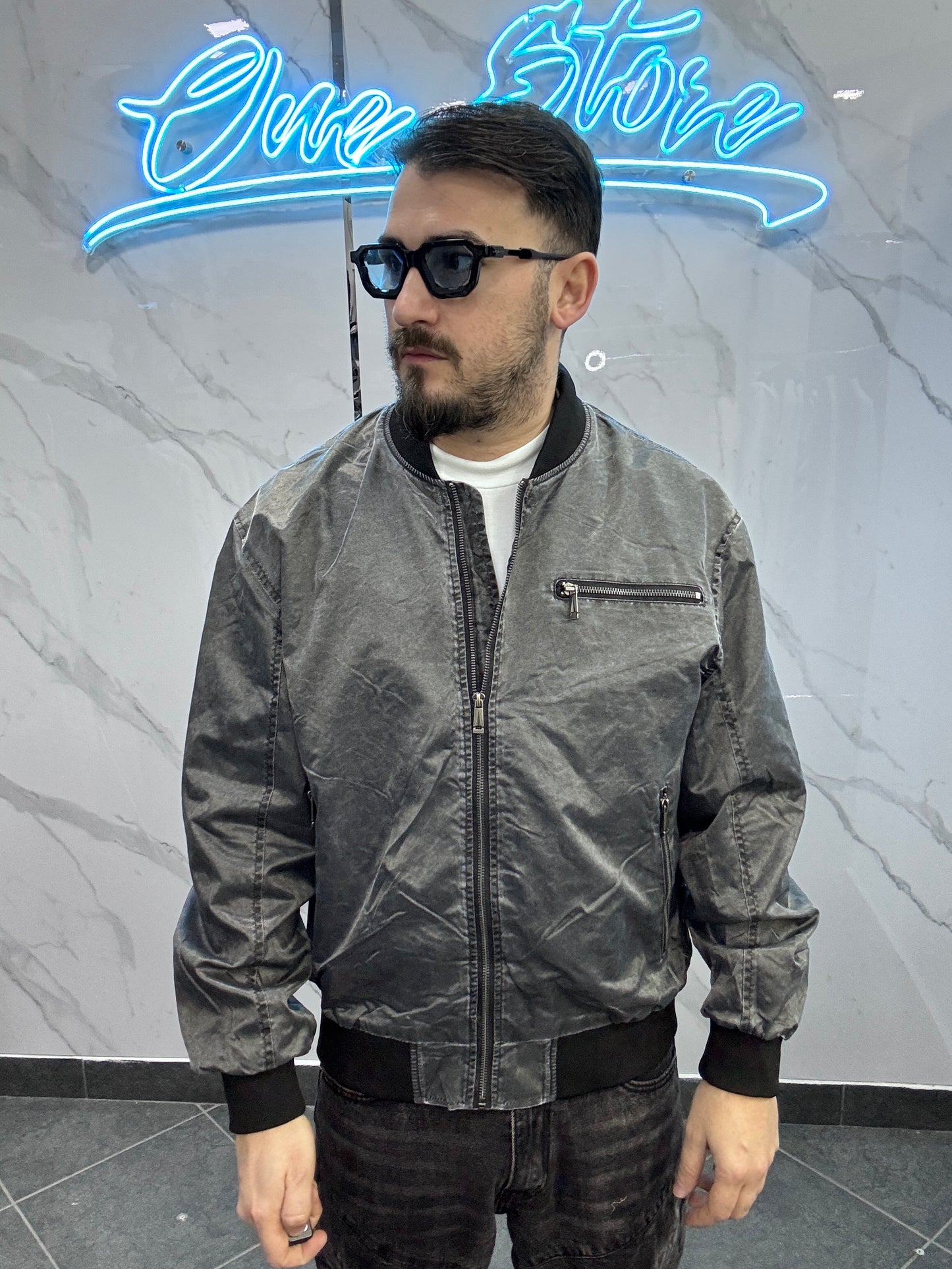 Giubbotto ZIP marmorizzato