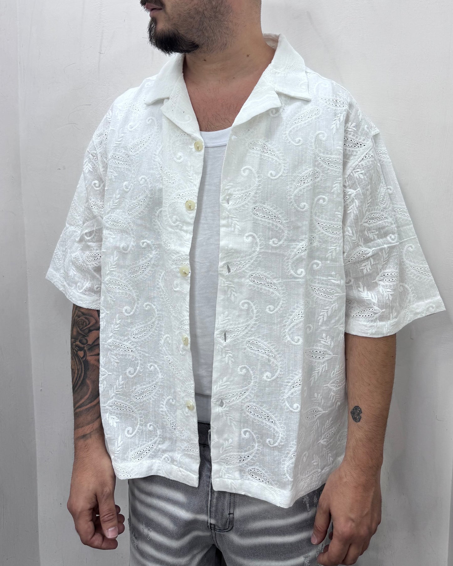 Camicia crop foglie