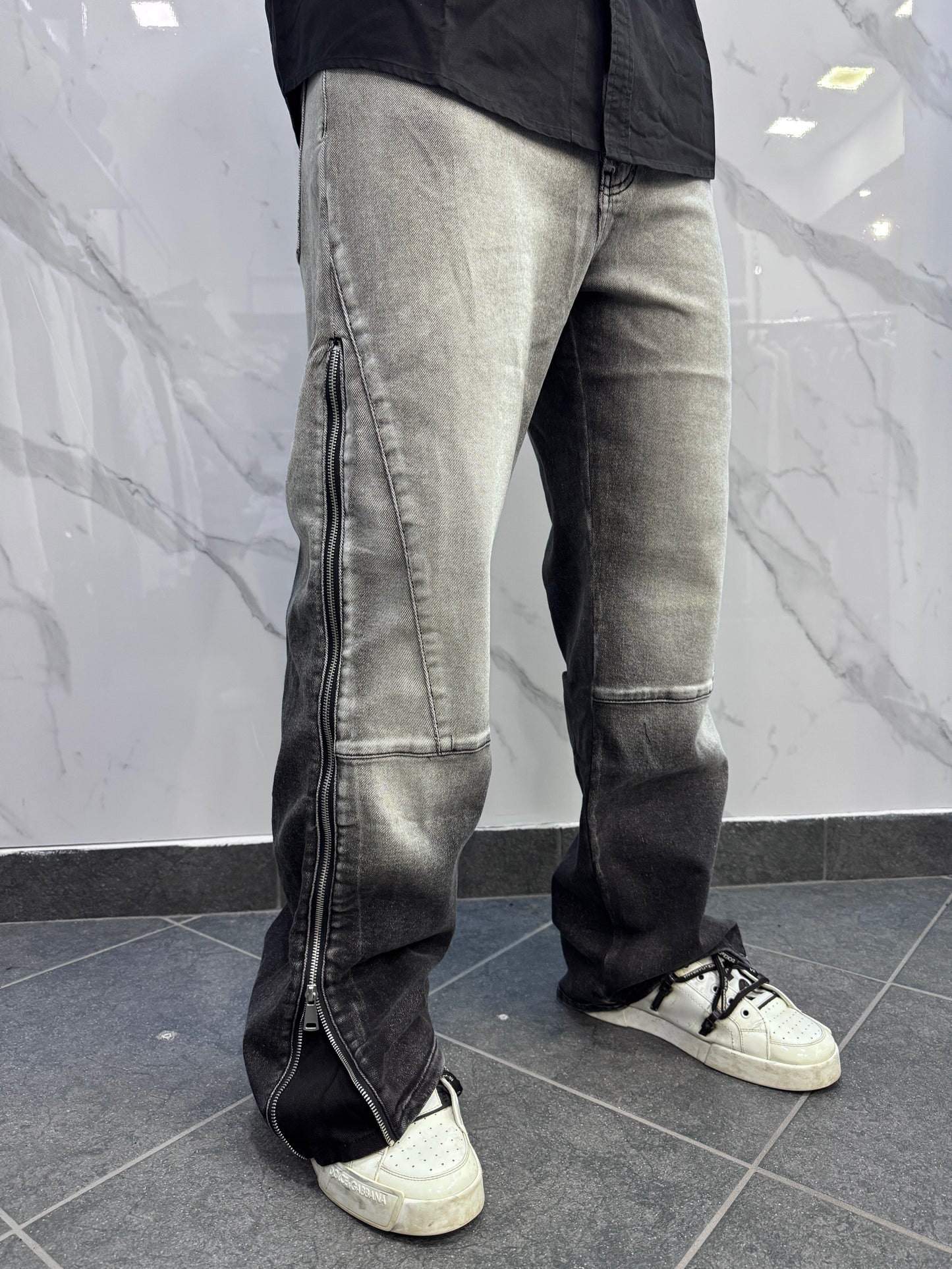 Jeans Flared zip degrade