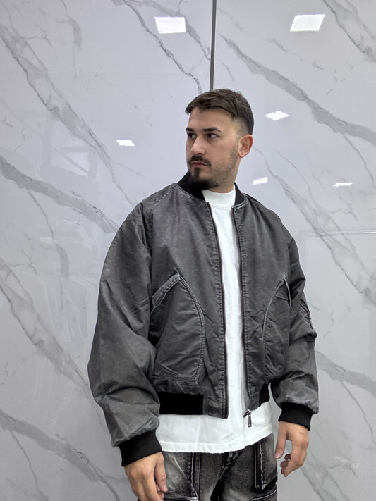 Bomber crop marmorizzato