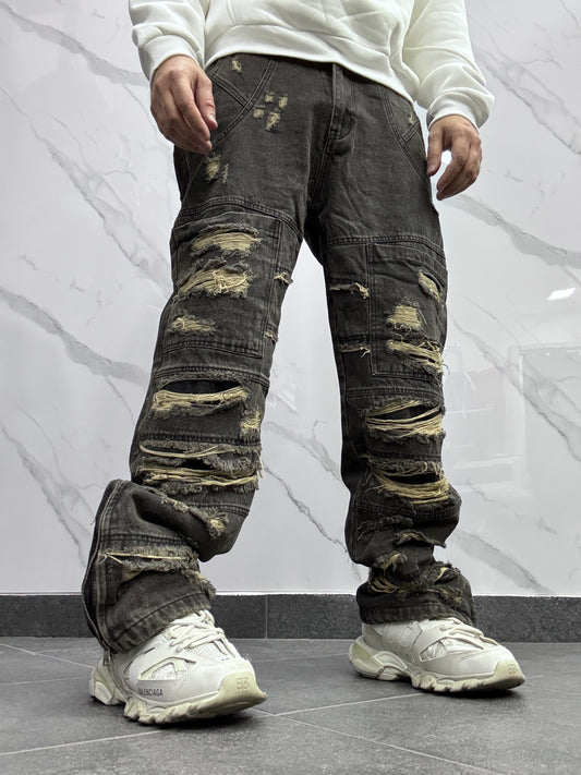 Flared ripped grigio