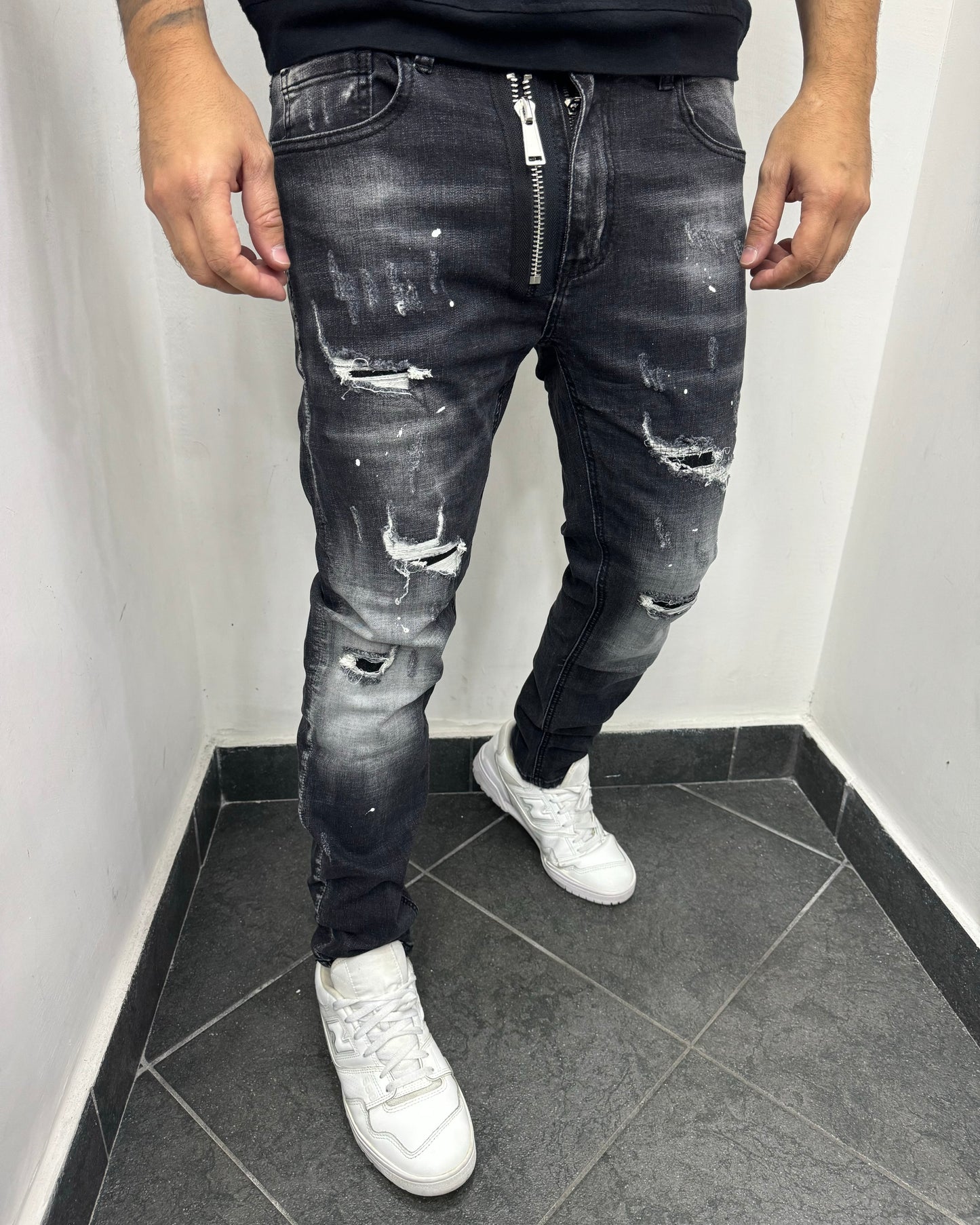 Jeans D2 zip black