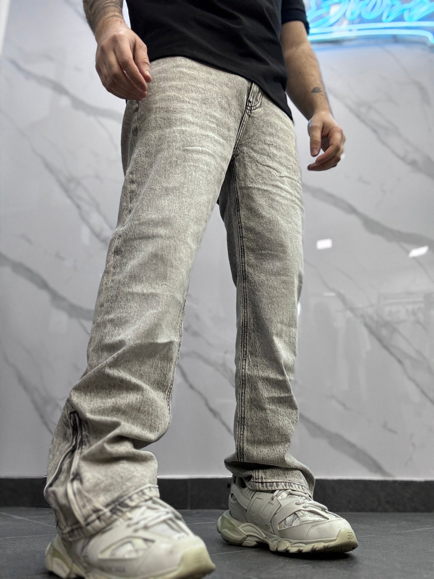 Flare zip grigio marmorizzato