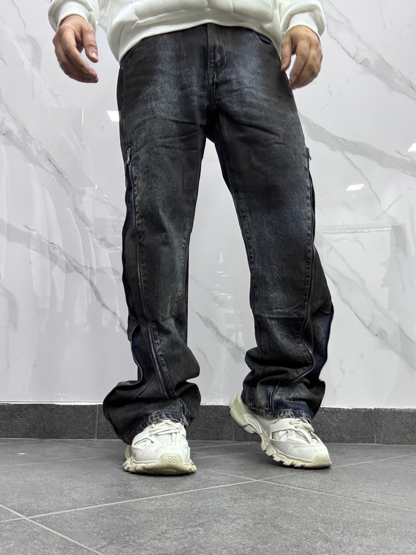 Jeans Flared slavato blu