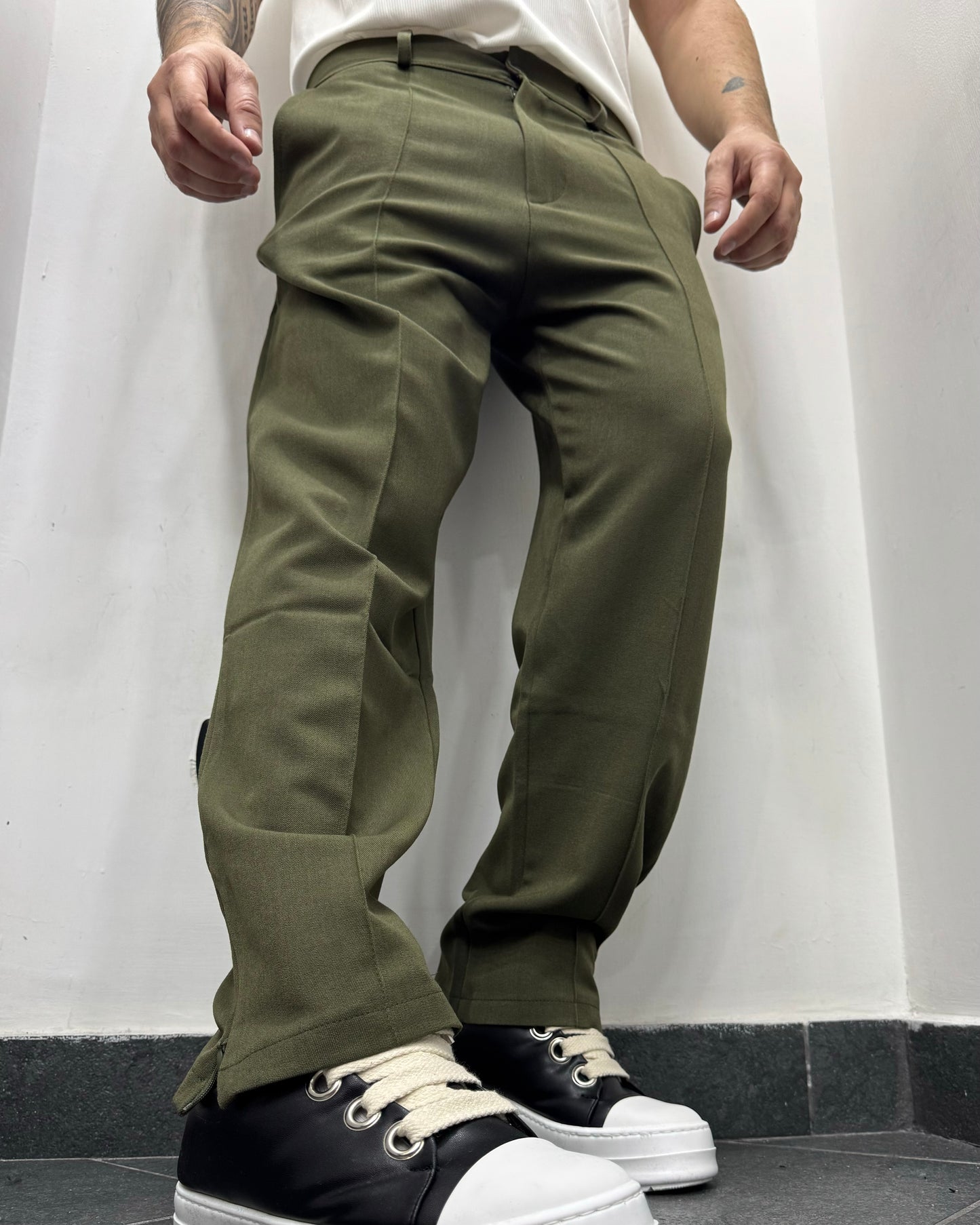 Pantalone easy zip verde