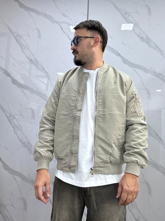 Bomber crop zip gray