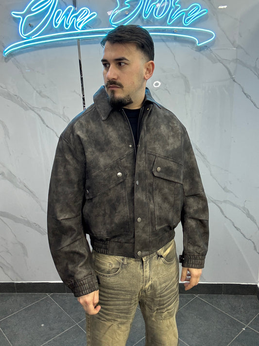 Giubbotto crop marmorizzato