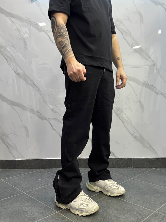 Flared zip nero