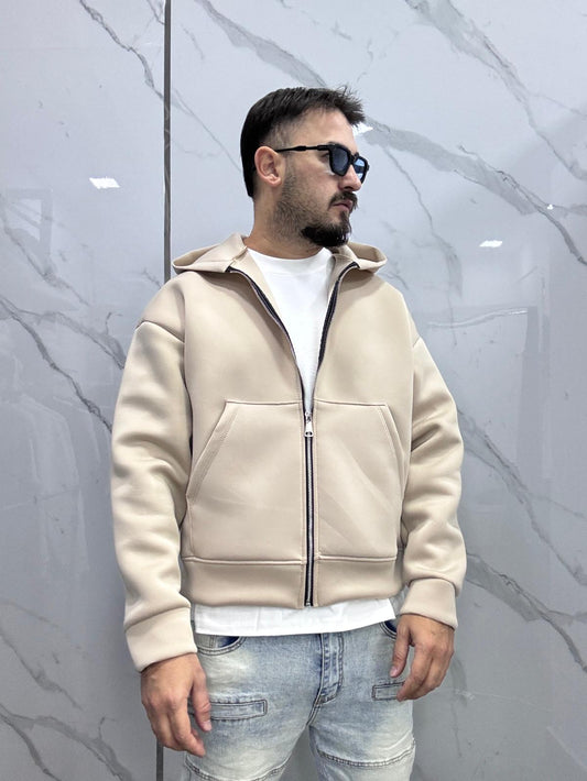 Felpa scuba zip beige