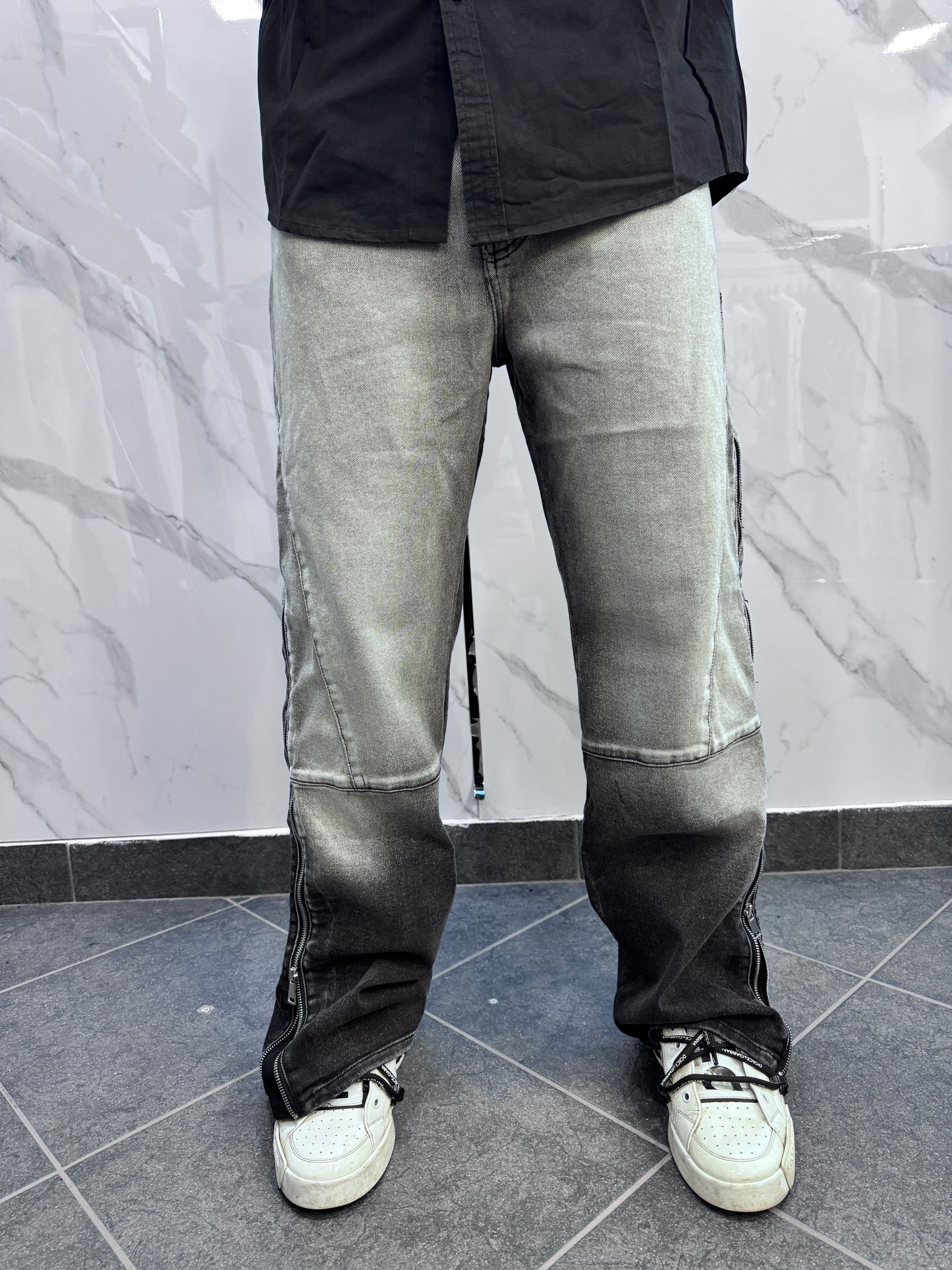 Jeans Flared zip degrade