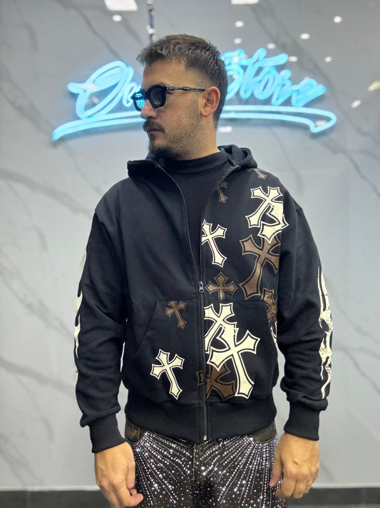 Felpa zip croci