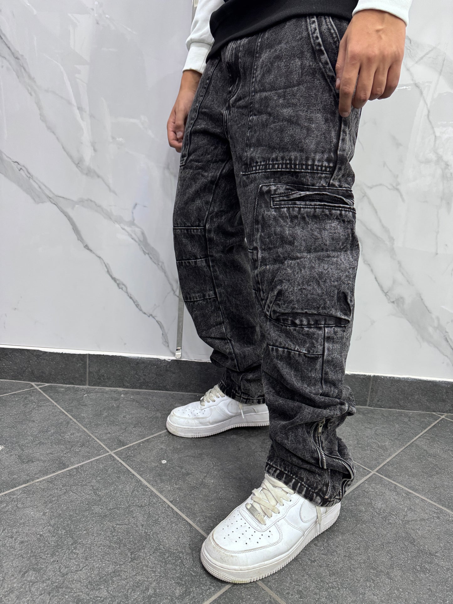 Jeans cargo zip