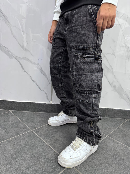 Jeans cargo zip