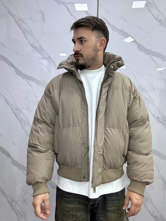 Puffer spalmato crop brown