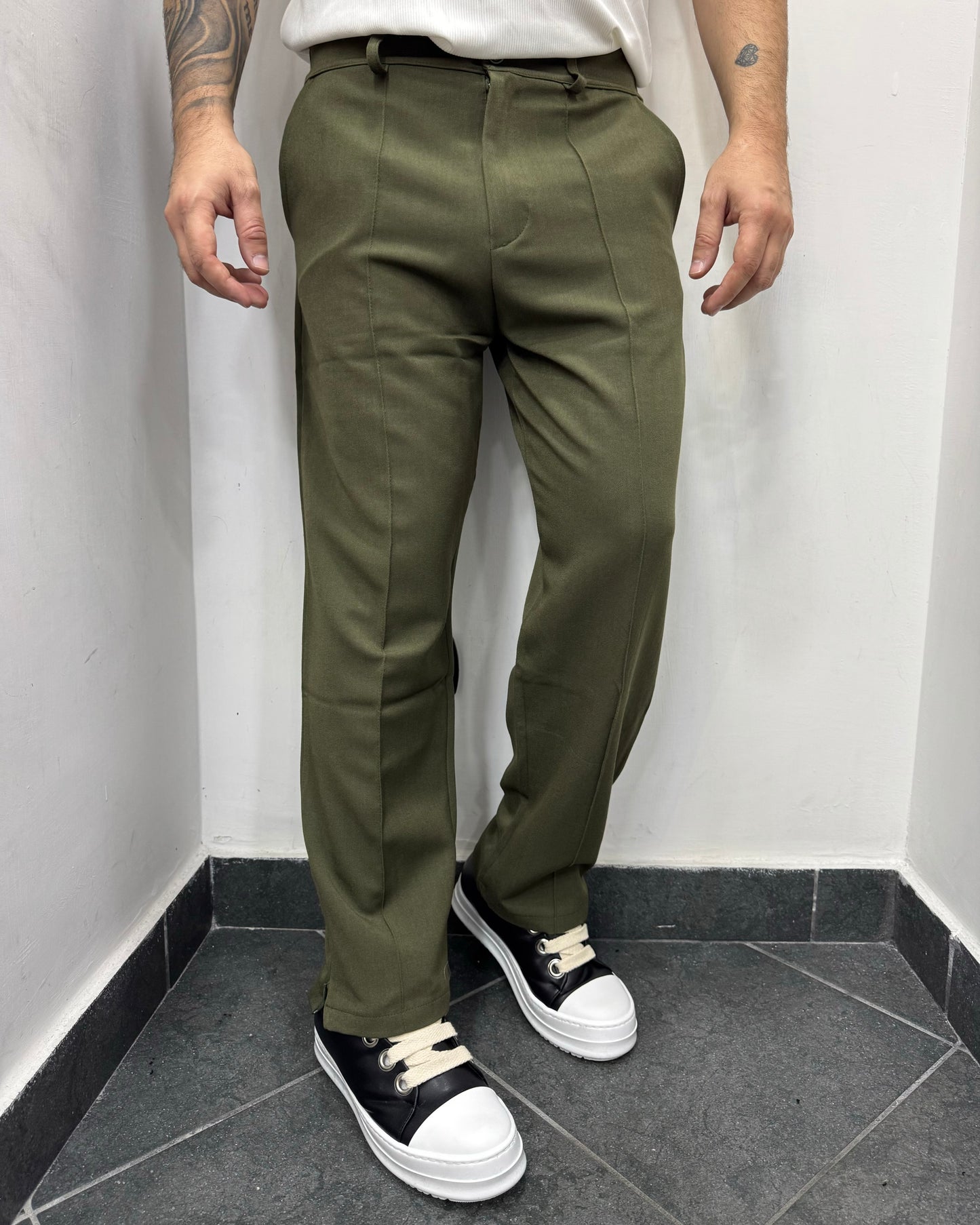 Pantalone easy zip verde