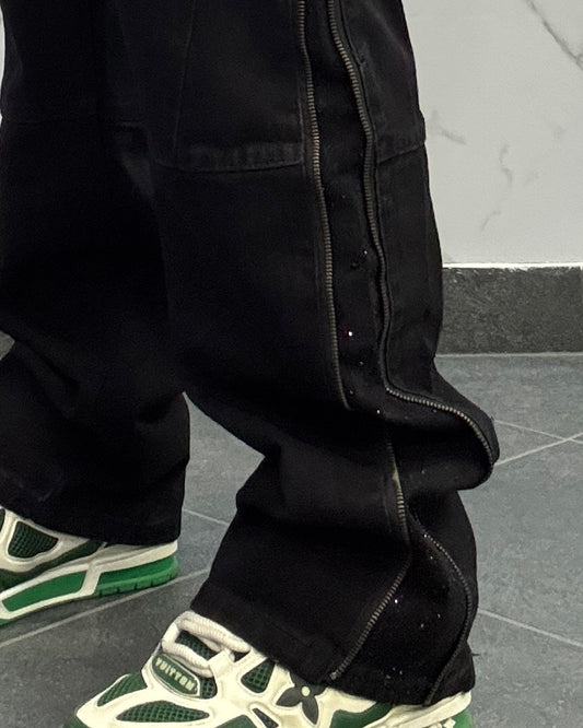 Jeans total zip brillant black