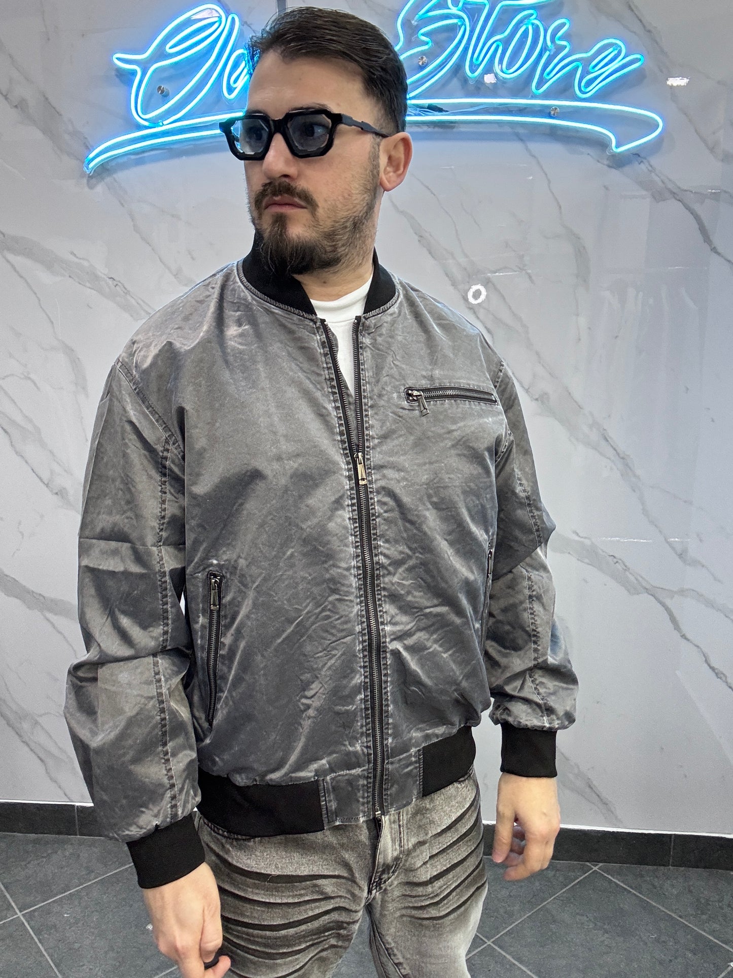 Giubbotto ZIP marmorizzato