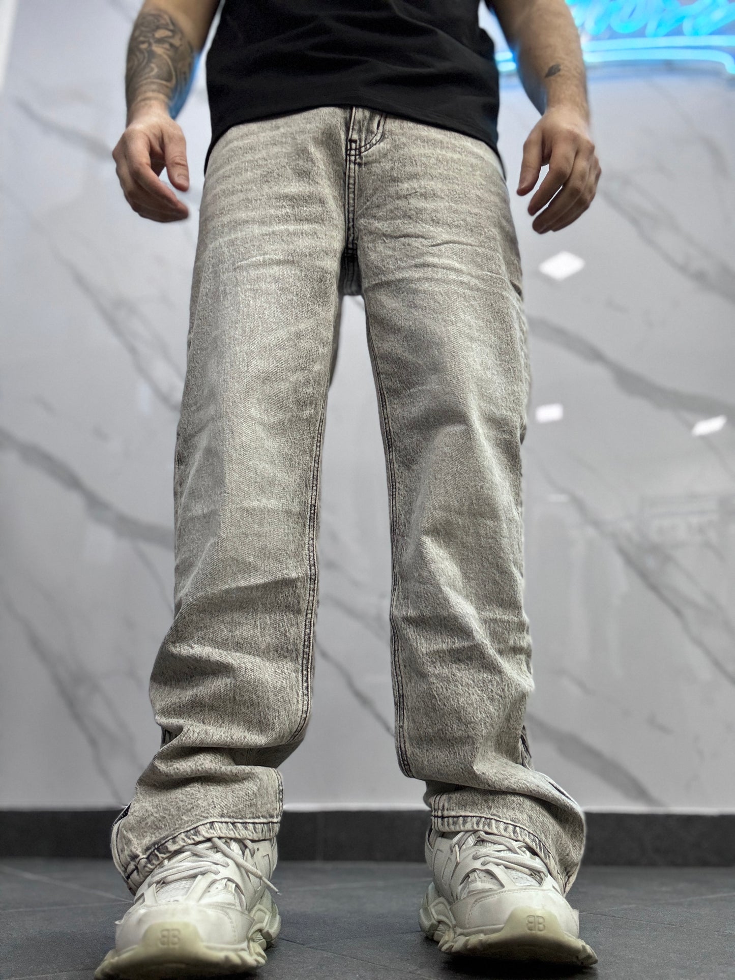 Flare zip grigio marmorizzato