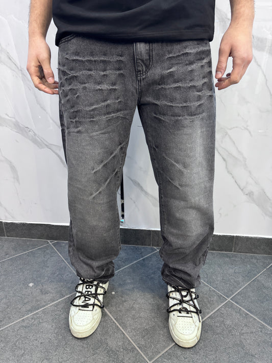 Jeans Baggy graffiato grigio