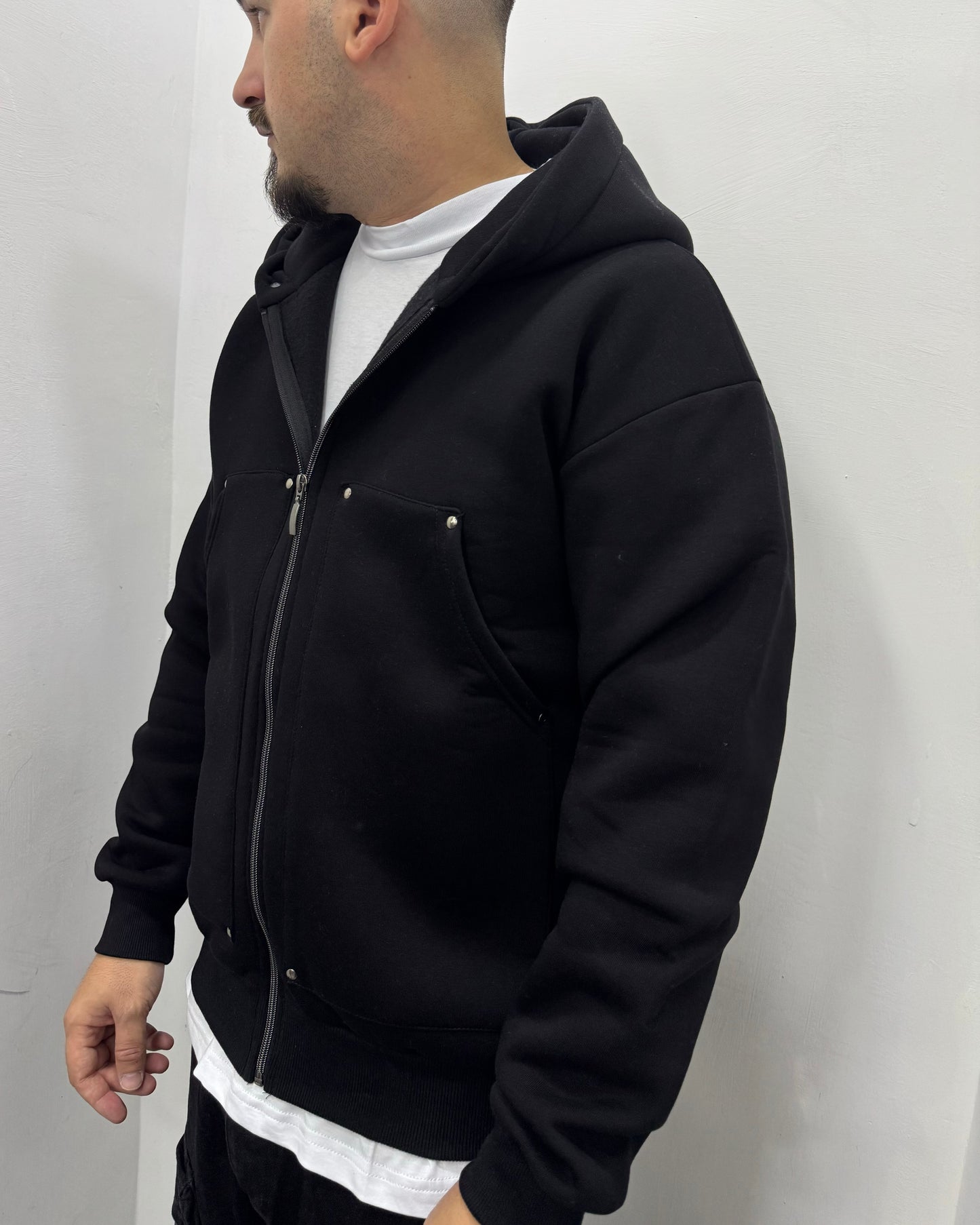 Hoodie zip carpenter nera