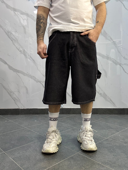Jorts cuciture nero