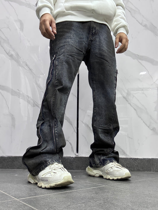 Jeans Flared slavato blu