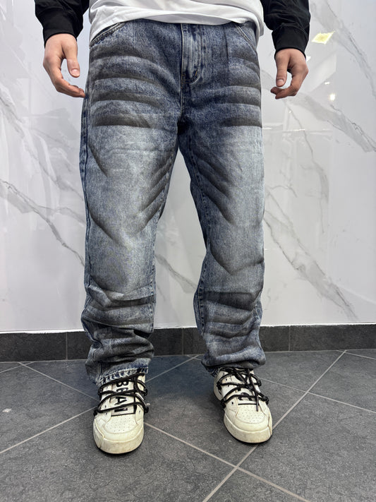 Jeans Baggy graffiato blu