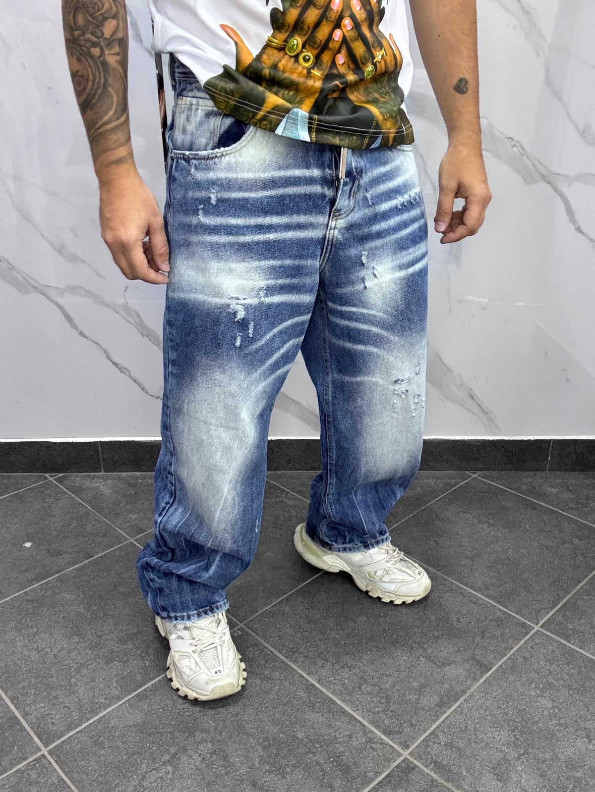 Jeans cntc marble blu