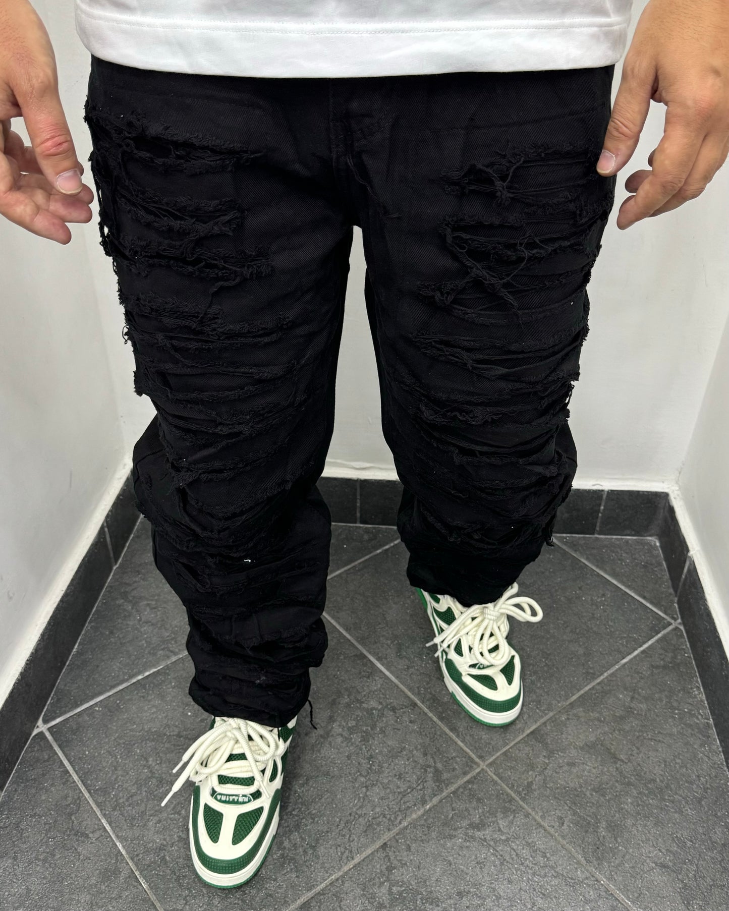 Jeans Flared Ripped nero