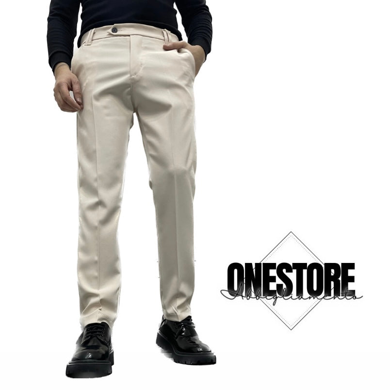 Pantalone classico sartoriale crema