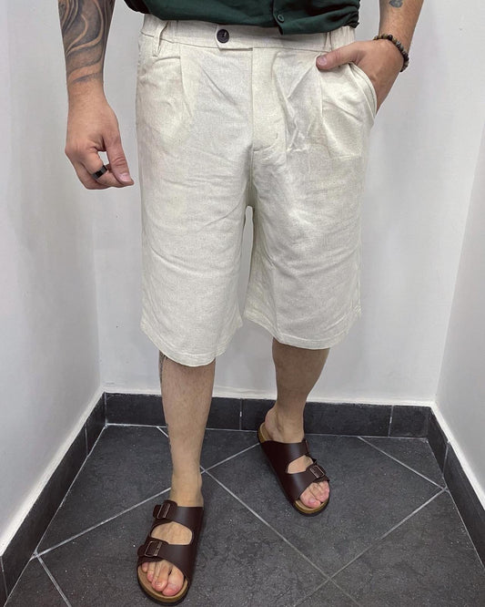 Pantalocino in lino beige