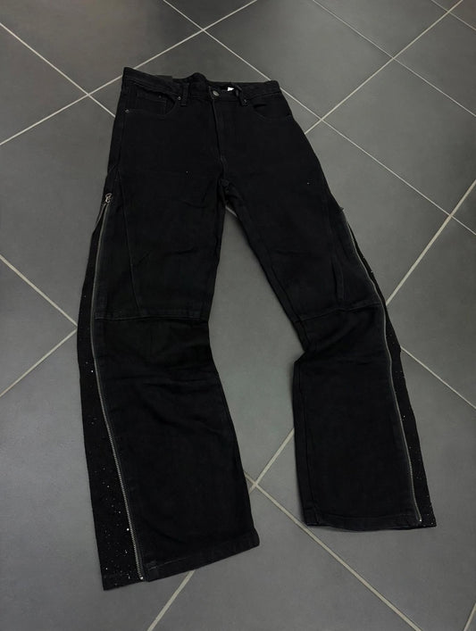 Jeans total zip brillant black